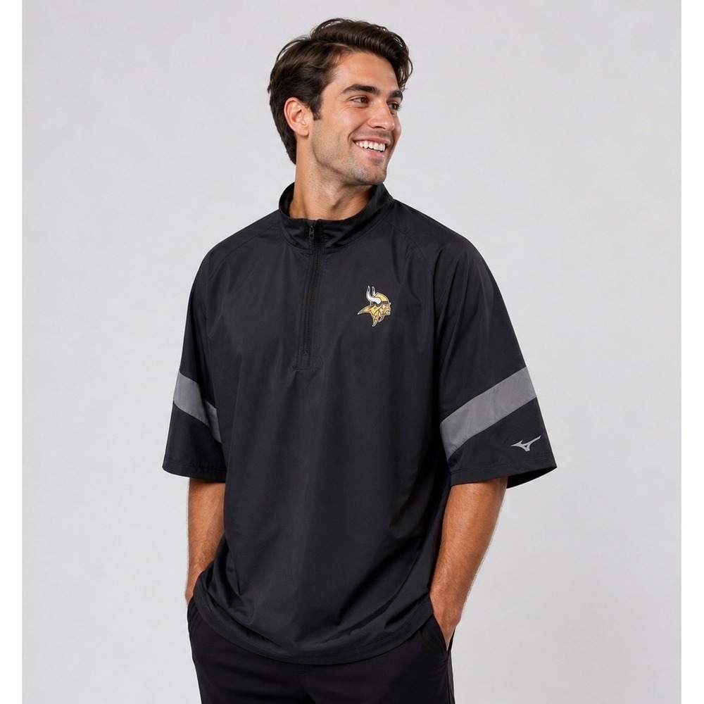 NWT Minnesota‎ Vikings Mens XL Mizuno Hitting Jacket Black Quarter-Zip Sideline